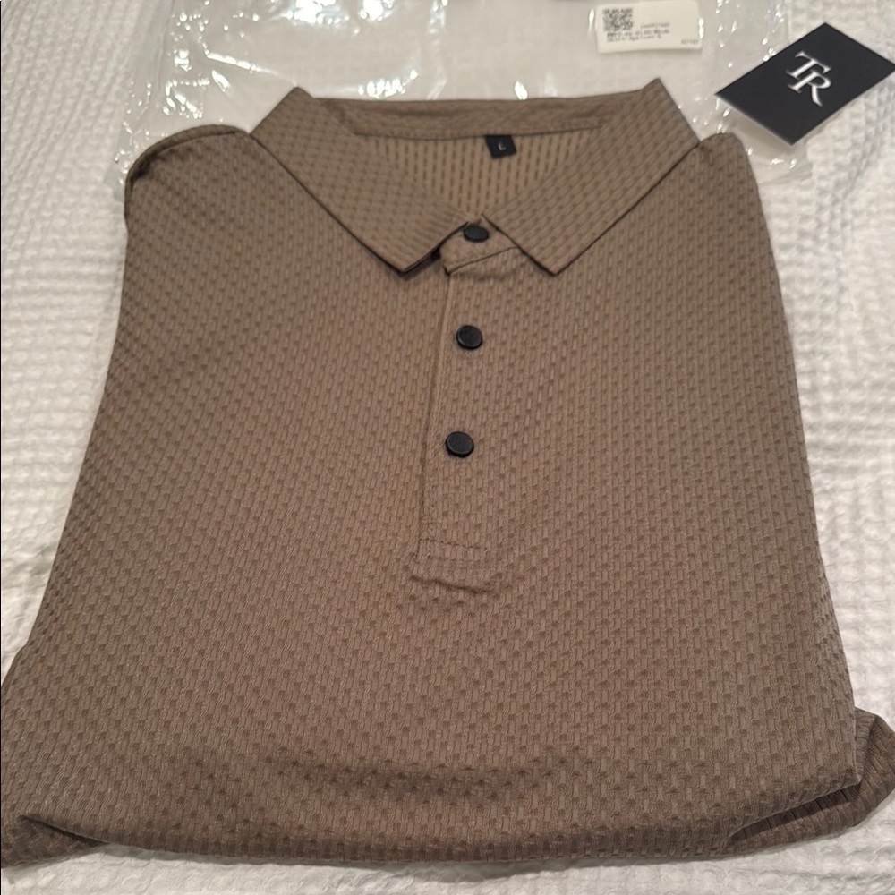 TR WWFZ Men's SS Brown Mesh Polo Shirt-LG-NIP